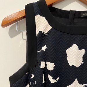 Banana Republic - Black and White Jacquard Fit and Flare Dress